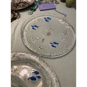 Original Vetro Glass Italian Art Glass "Fish" Serving Platters (Pair) | Empoli,